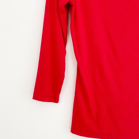 Banana Republic Red Ribbed 3/4 Sleeves Top Size Small - Picture 10 of 15